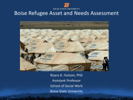 Interim Findings: Boise Refugee Asset and Needs …