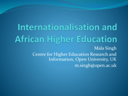 Internationalisation and African Higher Education