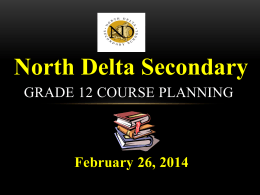 2014 NDSS Grade 12 Course Planning