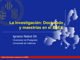 El doctorado en el EEES - Prof Dr Alberto Romero Ania