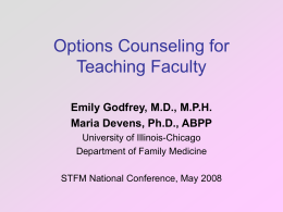 Options Counseling for Teaching Faculty