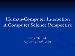 Human-Computer Interaction A Computer Science …