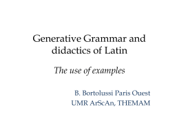 The Generative Grammar and the didactic of the latin …