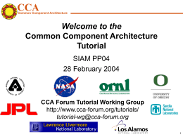 Welcome to the Common Component Architecture …