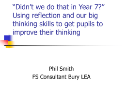 Didn’t we do that in Year 7?” Using reflection and our big