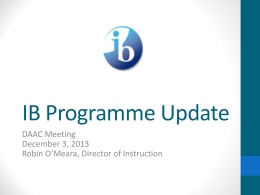 IB Training Update