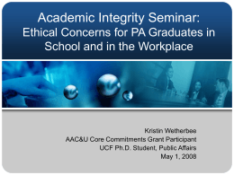 Academic Integrity Seminar: Ethics and Public …