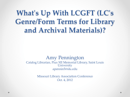 What's Up With LCGFT (LC's Genre/Form Terms for Library