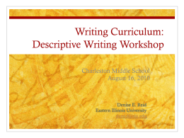 Writing Curriculum Workshop