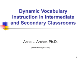 Importance of Vocabulary Instruction