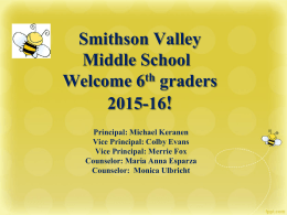 Smithson Valley Middle School Parent Information Night …
