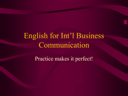 English for Int’l Business Communication