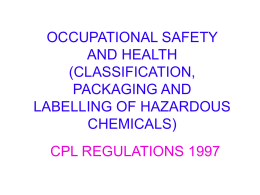 OCCUPATIONAL SAFETY AND HEALTH (CLASSIFICATION, …