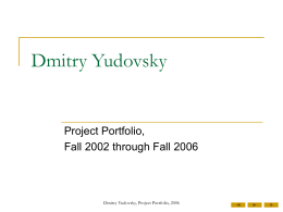 Project Portfolio - Dmitry Yudovsky's Website