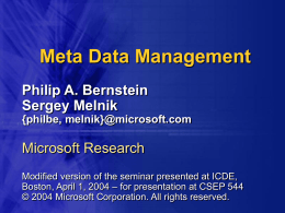 Meta Data Management - University of Washington
