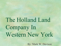 The Holland Land Company In Western New York
