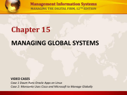 MANAGING GLOBAL SYSTEMS - University of San Diego