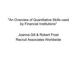 'An Overview of Quantitative Skills used by Financial
