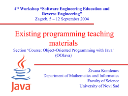 Existing programming teaching materials Section ‘Course