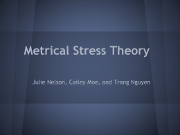Metrical Stress Theory - Portland State University