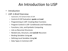 Lisp - TheCAT - Web Services Overview