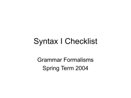 Syntax I Checklist