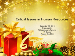 Critical Issues in Human Resources