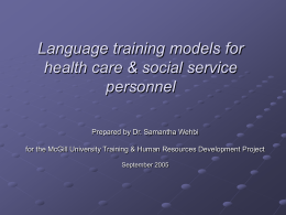 Language training models in health and social services