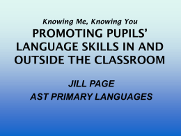 PROMOTING PUPILS’ LANGUAGE SKILLS IN AND OUTSIDE …