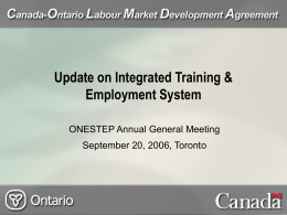 Canada Ontario Labour Market Development Agreement