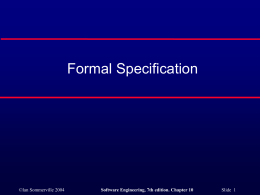 Chapter 10: Formal Specification