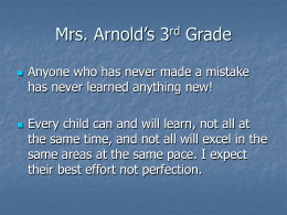 Mrs. Arnold’s 3rd Grade