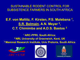 SUSTAINABLE RODENT CONTROL FOR SUBSISTENCE …