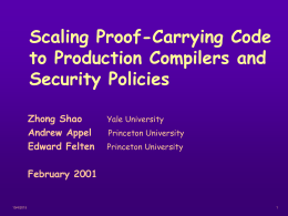 Scaling PCC to Production Compilers and Security Policies