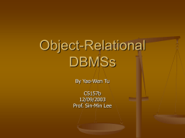 Object-Relational DBMSs