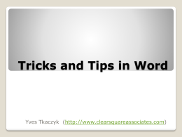 Word 2007 Tips and Tricks