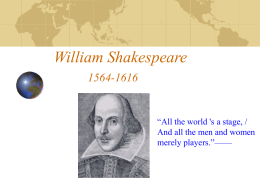 William Shakespeare 1564-1616 - MrPlewis