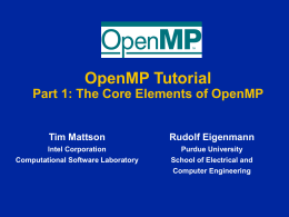 OpenMP: An Industry Initiative in Support of Portable …