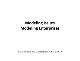 Modeling Issues Modeling Enterprises