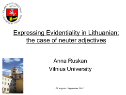 Evidential Adjectives in Lithuanian Academic Discourse