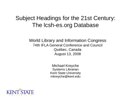 Subject Headings for the 21st Century: The lcsh