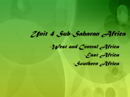 Unit 4 Sub-Saharan Africa