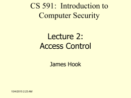Lecture 2: Access Control - Portland State University