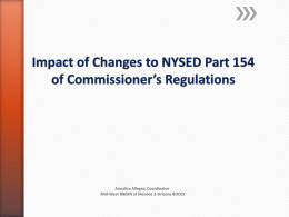 Impact of changes to NYSED regualtions