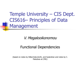 Temple University – CIS Dept. CIS661 – Principles of Data