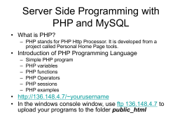 Server Side Programming with PHP and MySQL