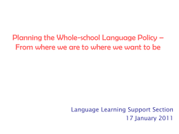 Whole-school Language Policy – planning & implementation