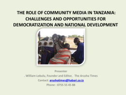 THE ROLE OF COMMUNITY MEDIA IN TANZANIA: …