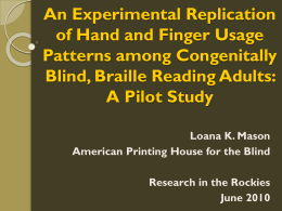 An Experimental Replication of Hand and Finger Usage