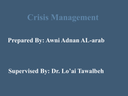 Crisis Management - Jordan University of Science and
